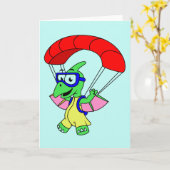 Illustration eines Pterodactylparachuting. Karte (Gelbe Blume)