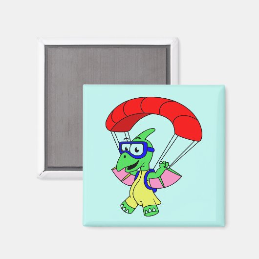 Illustration eines Pterodactylparachuting. Magnet (Vorderseite/Rückseite)