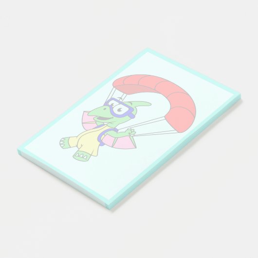 Illustration eines Pterodactylparachuting. Post-it Klebezettel (angewinkelt)