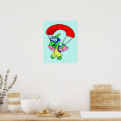 Illustration eines Pterodactylparachuting. Poster (Küche)