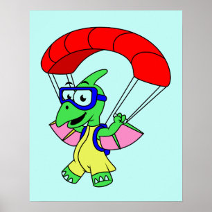 Illustration eines Pterodactylparachuting. Poster