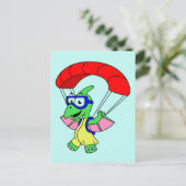 Illustration eines Pterodactylparachuting. Postkarte (Stehend Vorderseite)
