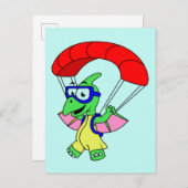 Illustration eines Pterodactylparachuting. Postkarte (Vorne/Hinten)