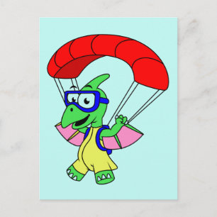 Illustration eines Pterodactylparachuting. Postkarte
