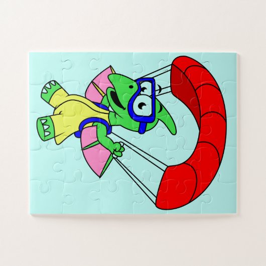 Illustration eines Pterodactylparachuting. Puzzle (Horizontal)