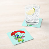 Illustration eines Pterodactylparachuting. Rechteckiger Pappuntersetzer (Vor Ort)