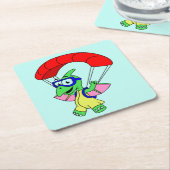 Illustration eines Pterodactylparachuting. Rechteckiger Pappuntersetzer (angewinkelt)