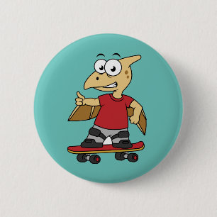 Illustration eines Pterosaurus Skateboarding. Button