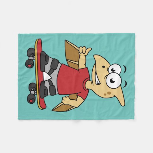 Illustration eines Pterosaurus Skateboarding. Fleecedecke (Vorderseite (Horizontal))