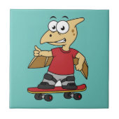 Illustration eines Pterosaurus Skateboarding. Fliese (Vorderseite)