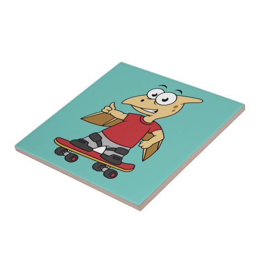 Illustration eines Pterosaurus Skateboarding. Fliese (Seite)