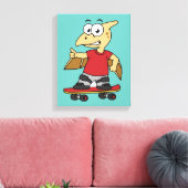 Illustration eines Pterosaurus Skateboarding. Leinwanddruck (Insitu (Wohnzimmer))