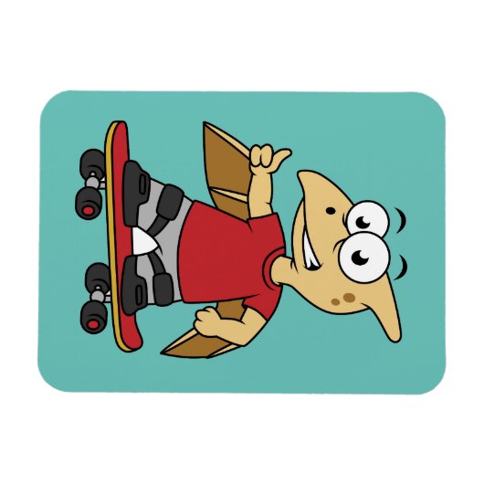 Illustration eines Pterosaurus Skateboarding. Magnet (Horizontal)
