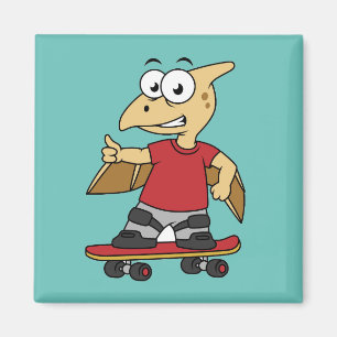 Illustration eines Pterosaurus Skateboarding. Magnet