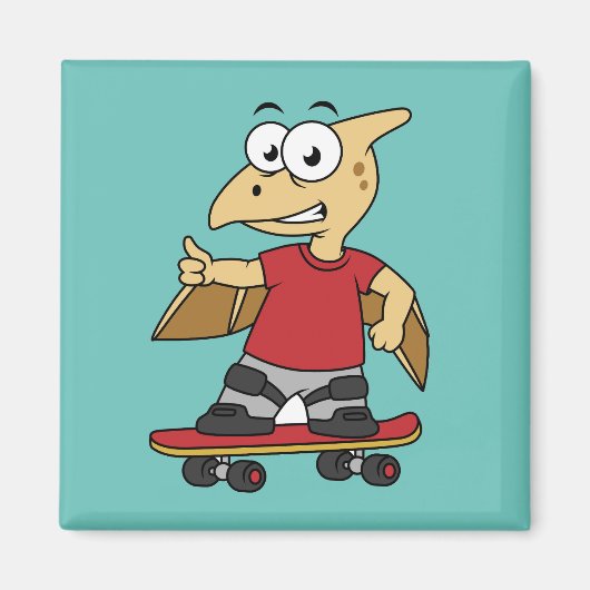 Illustration eines Pterosaurus Skateboarding. Magnet (Vorne)