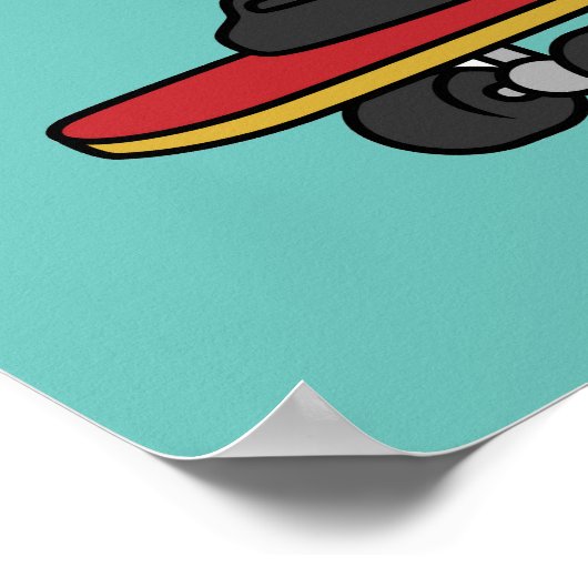 Illustration eines Pterosaurus Skateboarding. Poster (Ecke)