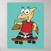 Illustration eines Pterosaurus Skateboarding. Poster (Vorne)