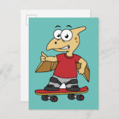 Illustration eines Pterosaurus Skateboarding. Postkarte (Vorne/Hinten)