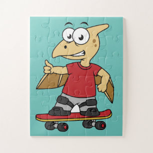Illustration eines Pterosaurus Skateboarding. Puzzle