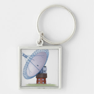 Illustration eines Radioteleskops Schlüsselanhänger