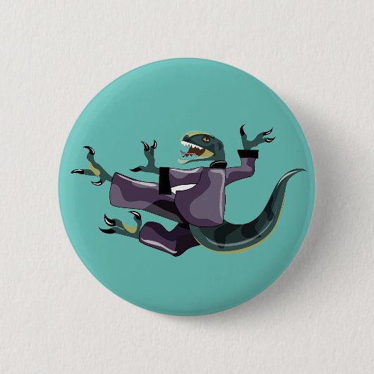 Illustration eines Raptor Darstellend Karate. Button (Vorderseite)