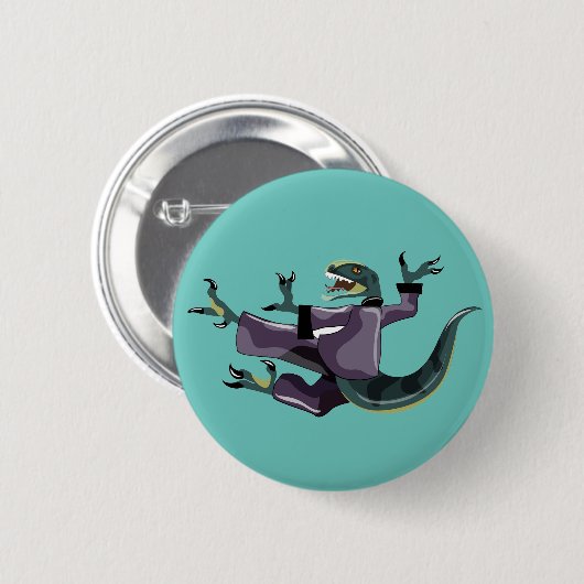 Illustration eines Raptor Darstellend Karate. Button (Vorne & Hinten)