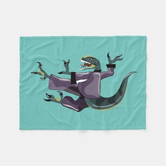 Illustration eines Raptor Darstellend Karate. Fleecedecke (Vorderseite (Horizontal))
