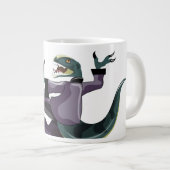 Illustration eines Raptor Darstellend Karate. Jumbo-Tasse (Vorderseite Rechts)
