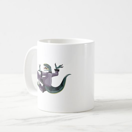 Illustration eines Raptor Darstellend Karate. Kaffeetasse (Vorderseite Links)