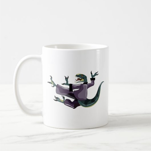 Illustration eines Raptor Darstellend Karate. Kaffeetasse (Links)