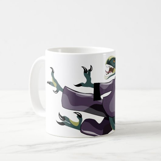 Illustration eines Raptor Darstellend Karate. Kaffeetasse (Vorderseite Links)