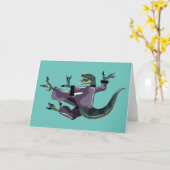 Illustration eines Raptor Darstellend Karate. Karte (Gelbe Blume)