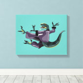 Illustration eines Raptor Darstellend Karate. Leinwanddruck (Insitu (Holzboden))