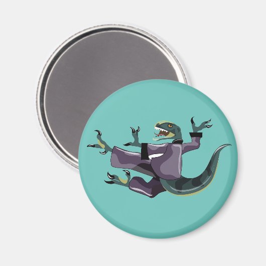 Illustration eines Raptor Darstellend Karate. Magnet (Vorderseite/Rückseite)