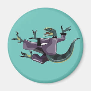 Illustration eines Raptor Darstellend Karate. Magnet