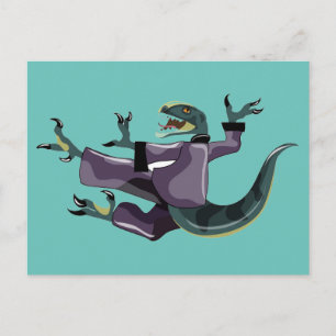 Illustration eines Raptor Darstellend Karate. Postkarte