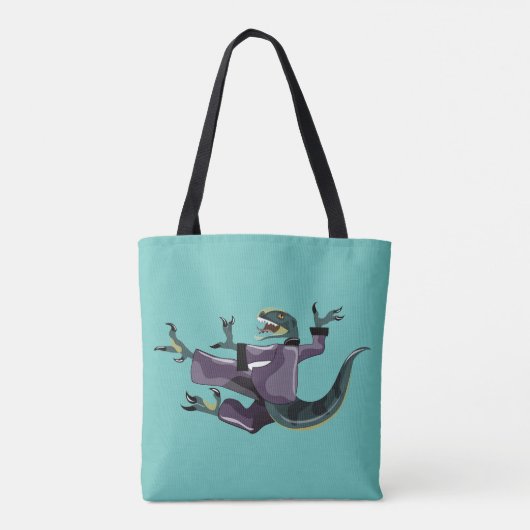 Illustration eines Raptor Darstellend Karate. Tasche (Rückseite)