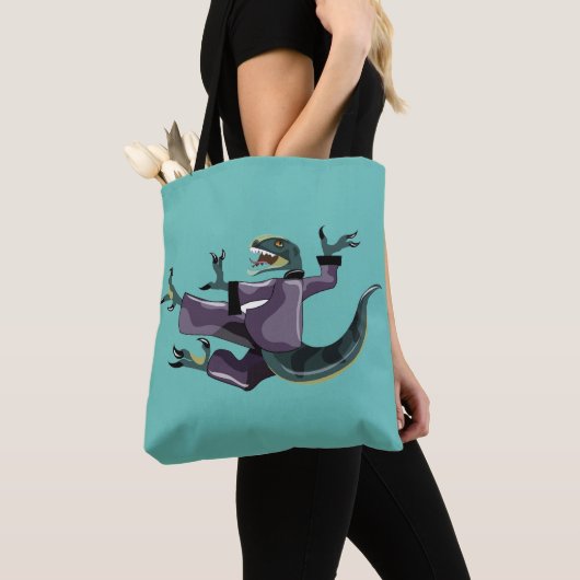 Illustration eines Raptor Darstellend Karate. Tasche (Von Nahem)