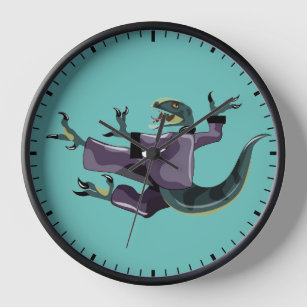 Illustration eines Raptor Darstellend Karate. Uhr