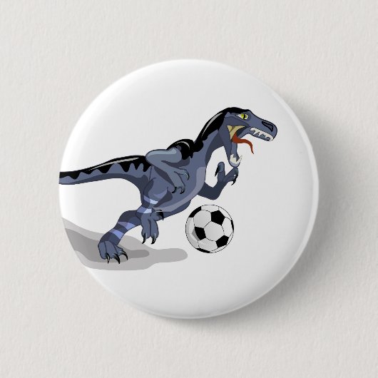 Illustration eines Raptor Dinosauriers, der Fußbal Button (Vorderseite)