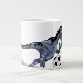 Illustration eines Raptor Dinosauriers, der Fußbal Jumbo-Tasse (Vorderseite)