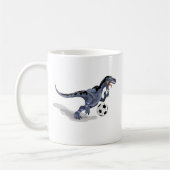 Illustration eines Raptor Dinosauriers, der Fußbal Kaffeetasse (Links)