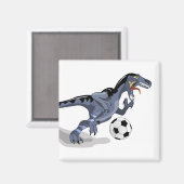 Illustration eines Raptor Dinosauriers, der Fußbal Magnet (Vorderseite/Rückseite)