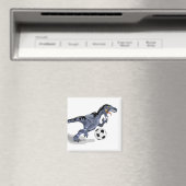Illustration eines Raptor Dinosauriers, der Fußbal Magnet (In Situ (Geschirrspüler))