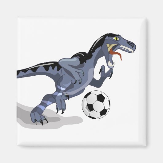 Illustration eines Raptor Dinosauriers, der Fußbal Magnet (Vorne)