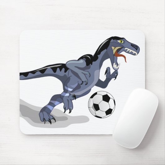 Illustration eines Raptor Dinosauriers, der Fußbal Mousepad (Mit Mouse)