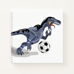 Illustration eines Raptor Dinosauriers, der Fußbal Notizblock