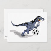 Illustration eines Raptor Dinosauriers, der Fußbal Postkarte (Vorne/Hinten)