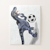 Illustration eines Raptor Dinosauriers, der Fußbal Puzzle (Vertikal)