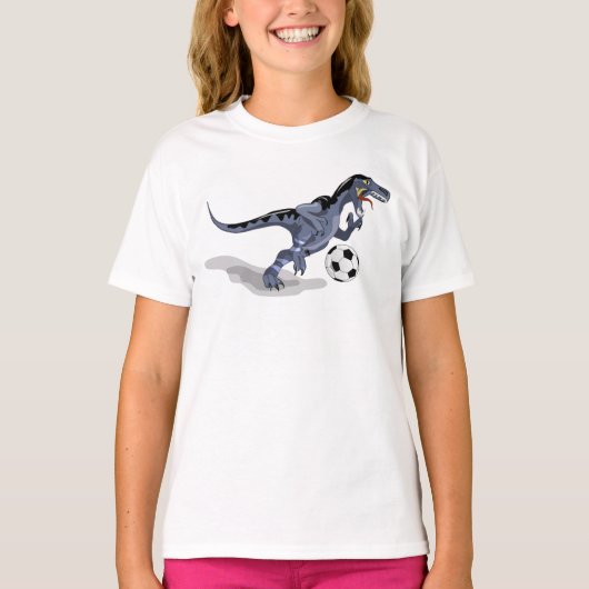 Illustration eines Raptor Dinosauriers, der Fußbal T-Shirt (Vorderseite)
